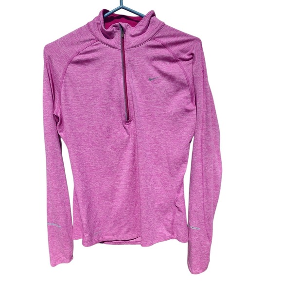 Nike Tops - Nike Dri-FIT Womens Pink Heathered Quarter Zip Running Pullover Top Size M